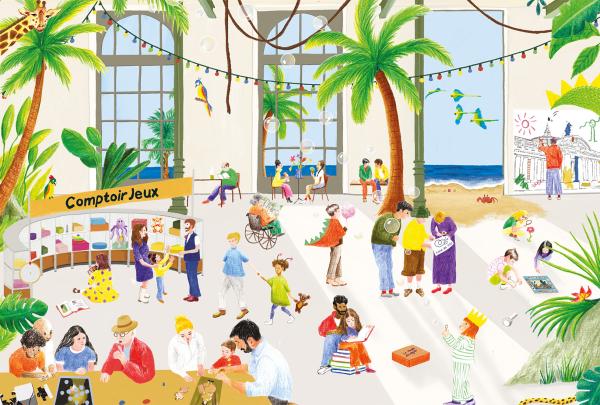 Illustration du Grand Palais en famille par Laura Daniel