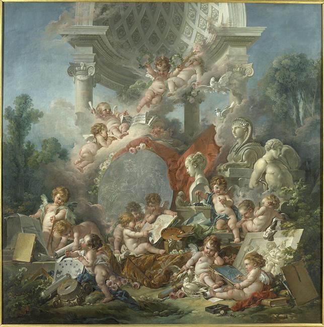 François Boucher (1703-1770) Les Génies des Arts, 1761, Musée des Beaux-Arts d’Angers.  Photo © RMN-Grand Palais / Benoît Touchard / Mathieu Rabeau