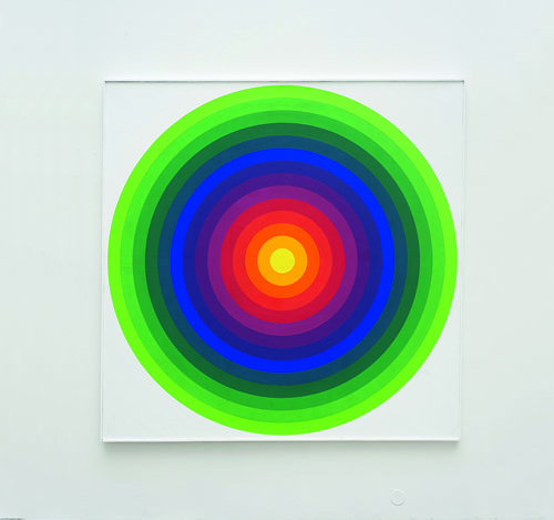 Julio Le Parc, Surface couleur -série 14-2E, Acrylique sur toile 200 × 200 cm, Collection particulière, © Atelier Julio Le Parc / ADAGP, Paris 2013